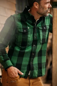&SONS Jackets & Coats-Yukon Flannel Field Shirt Green