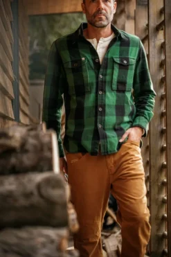 &SONS Jackets & Coats-Yukon Flannel Field Shirt Green