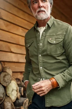 &SONS Tops-Sunday Shirt Army Green
