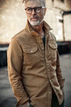 &SONS Tops-Sunday Shirt Dark Tan