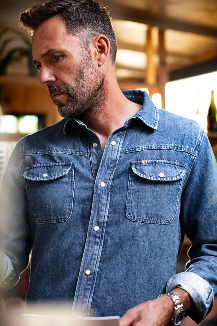 &SONS Tops-Sunday Shirt Light Denim