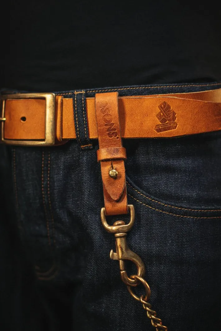 &SONS Leather Goods-Tan Leather Key Fob