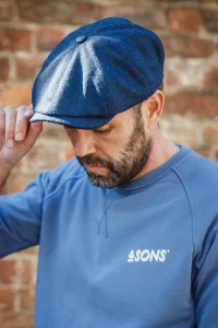 &SONS Knitwear-The London Baker Boy Hat- Blue Indigo