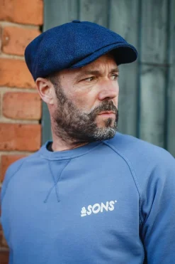 &SONS Knitwear-The London Baker Boy Hat- Blue Indigo