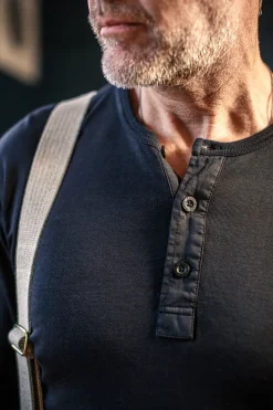 &SONS Tops-The New Elder Henley Shirt Black