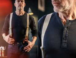 &SONS Tops-The New Elder Henley Shirt Black