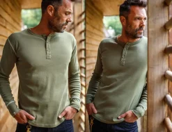 &SONS Tops-The New Elder Henley Shirt Army Green