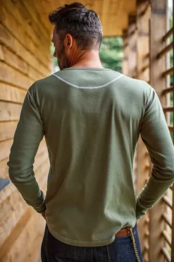 &SONS Tops-The New Elder Henley Shirt Army Green