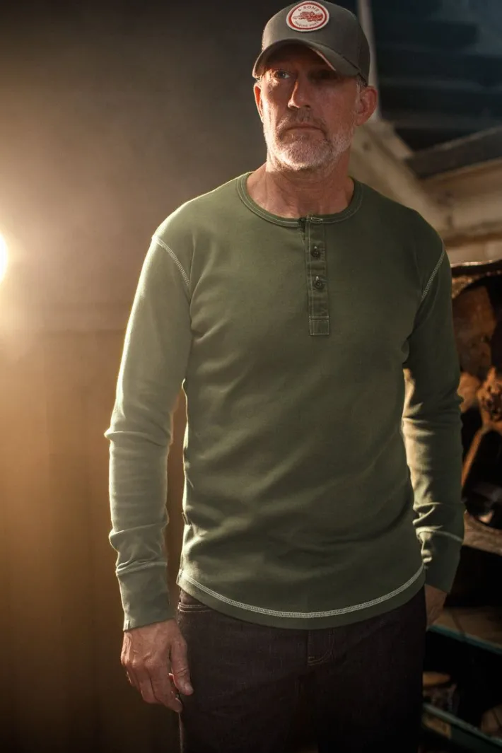 &SONS Tops-The New Elder Henley Shirt Army Green