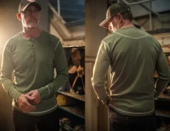 &SONS Tops-The New Elder Henley Shirt Army Green