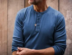 &SONS Tops-The New Elder Henley Shirt Indigo