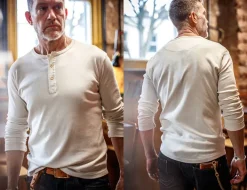 &SONS Tops-The New Elder Henley Shirt Raw