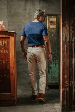 &SONS Tops-The New Elder Henley Short Sleeve Shirt Indigo