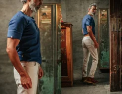 &SONS Tops-The New Elder Henley Short Sleeve Shirt Indigo