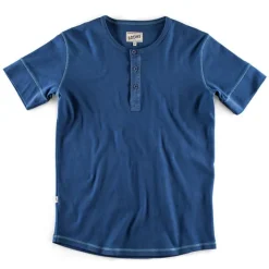 &SONS Tops-The New Elder Henley Short Sleeve Shirt Indigo
