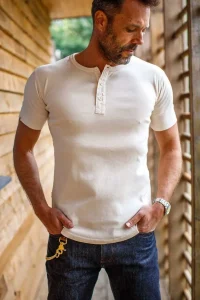 &SONS Tops-The New Elder Henley Short Sleeve Shirt Raw