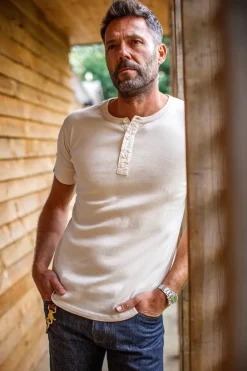 &SONS Tops-The New Elder Henley Short Sleeve Shirt Raw