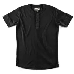 &SONS Tops-The New Elder Henley Short Sleeve Shirt Black