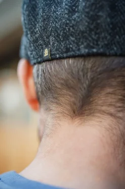 &SONS Knitwear-Thompson Baker Boy Hat- Black Herringbone