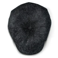 &SONS Knitwear-Thompson Baker Boy Hat- Black Herringbone