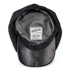 &SONS Knitwear-Thompson Baker Boy Hat- Black Herringbone