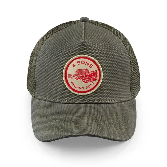 &SONS Headwear-Trucker Badge Cap Army Green