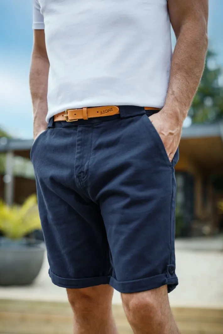 &SONS Bottoms & Shorts-Virgil Chino Shorts Navy