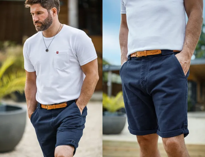 &SONS Bottoms & Shorts-Virgil Chino Shorts Navy