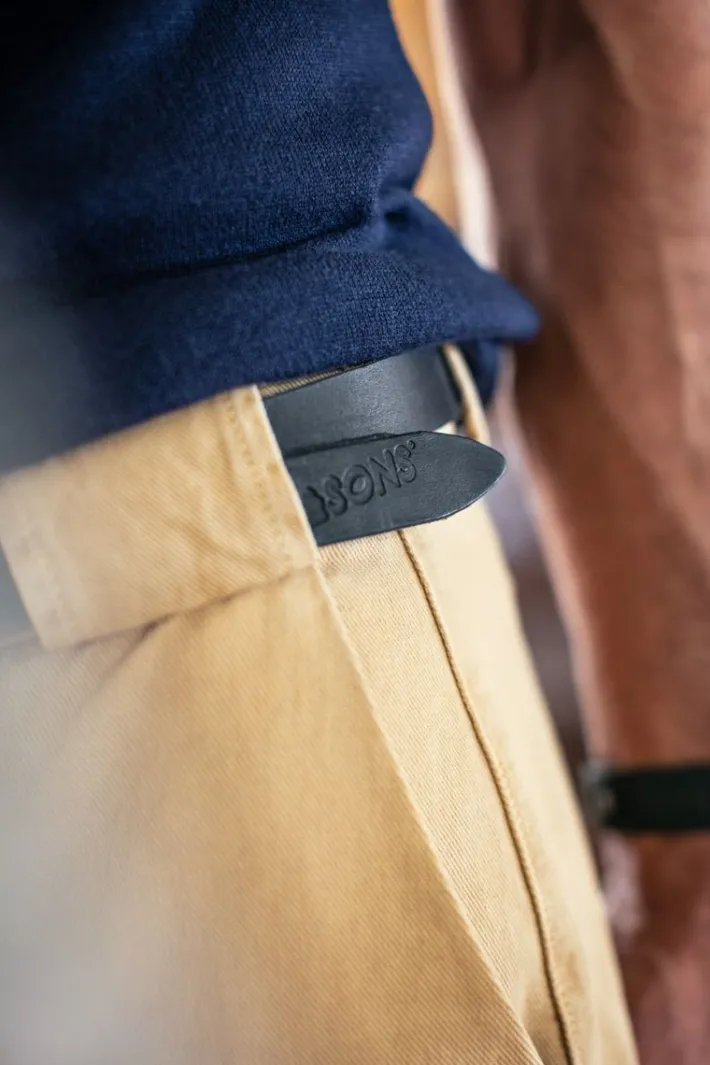 &SONS Leather Goods-Virgil Thin Black Leather Belt