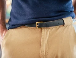 &SONS Leather Goods-Virgil Thin Black Leather Belt