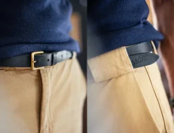 &SONS Leather Goods-Virgil Thin Black Leather Belt