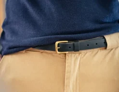 &SONS Leather Goods-Virgil Thin Black Leather Belt