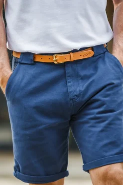 &SONS Leather Goods-Virgil Thin Tan Leather Belt