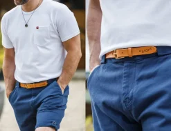 &SONS Leather Goods-Virgil Thin Tan Leather Belt