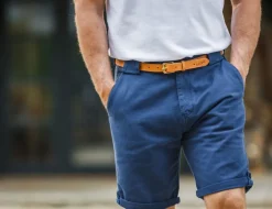 &SONS Leather Goods-Virgil Thin Tan Leather Belt