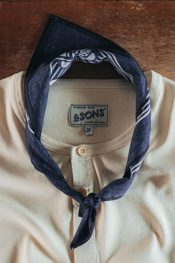 &SONS Scarves-Woodcut Bandana Black