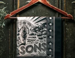 &SONS Scarves-Woodcut Bandana Black