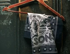 &SONS Scarves-Woodcut Bandana Black