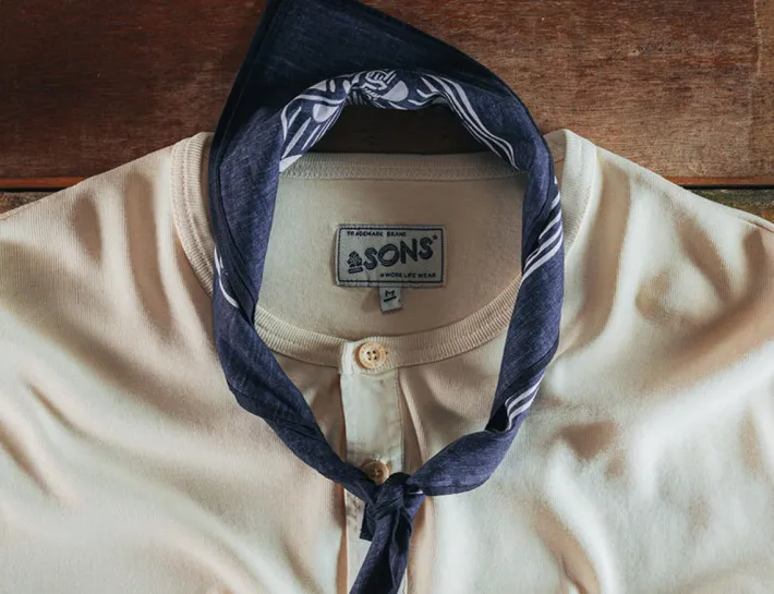 &SONS Scarves-Woodcut Bandana Black