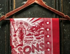 &SONS Scarves-Woodcut Bandana Red