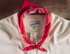 &SONS Scarves-Woodcut Bandana Red