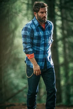 &SONS Jackets & Coats-Yukon Flannel Field Shirt Blue