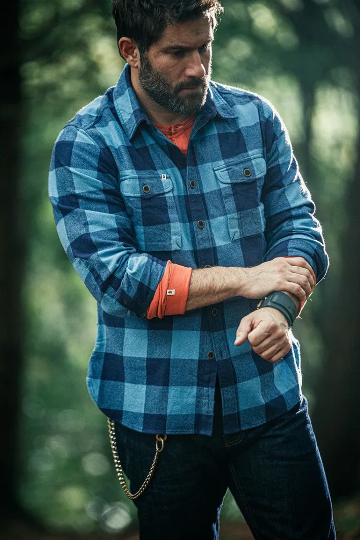 &SONS Jackets & Coats-Yukon Flannel Field Shirt Blue