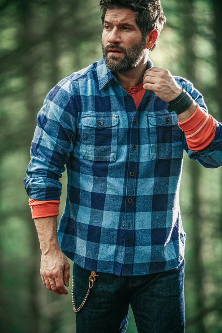 &SONS Jackets & Coats-Yukon Flannel Field Shirt Blue