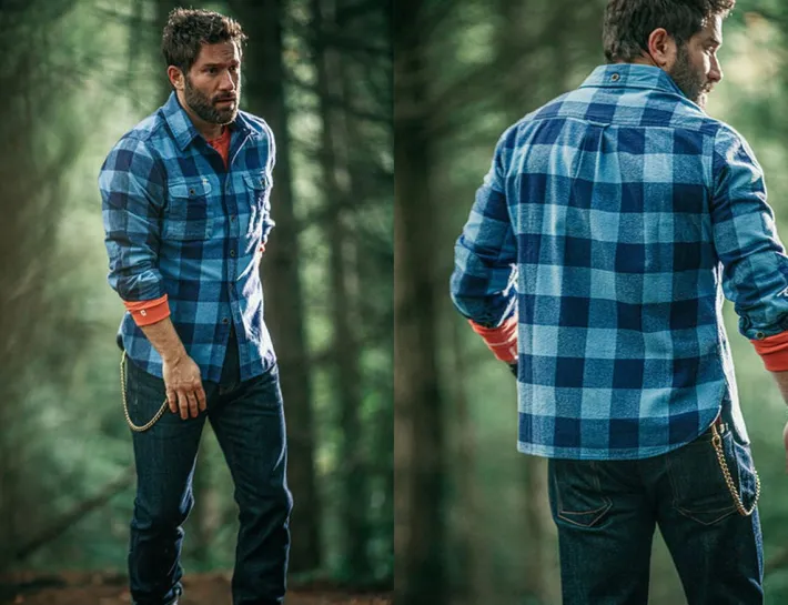 &SONS Jackets & Coats-Yukon Flannel Field Shirt Blue