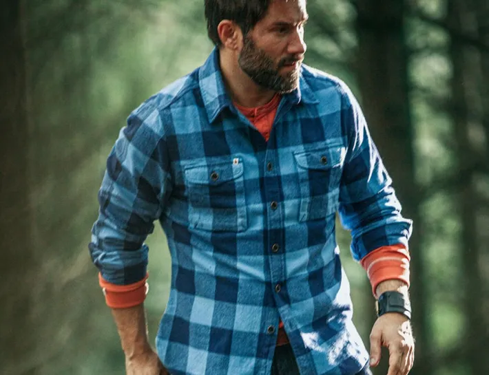 &SONS Jackets & Coats-Yukon Flannel Field Shirt Blue