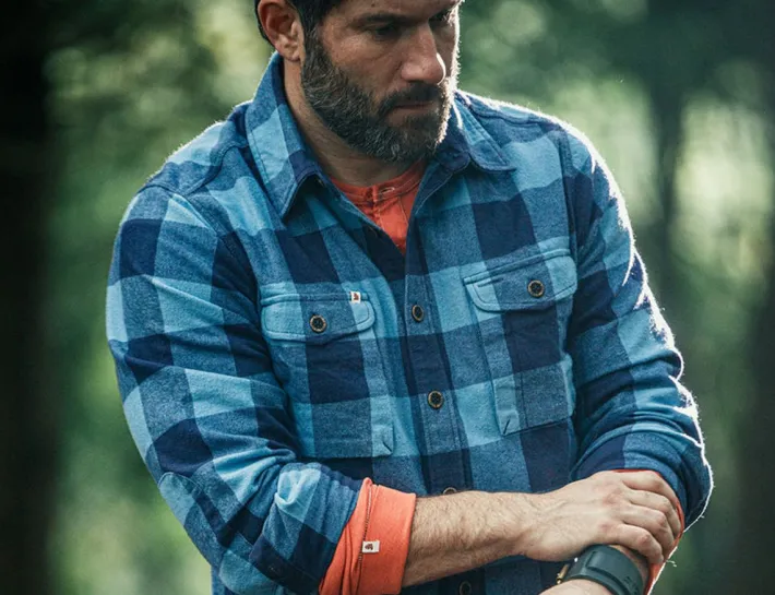 &SONS Jackets & Coats-Yukon Flannel Field Shirt Blue