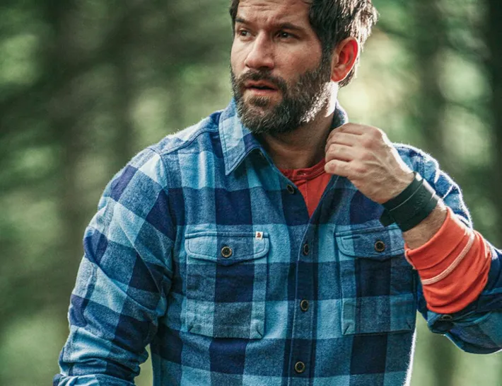 &SONS Jackets & Coats-Yukon Flannel Field Shirt Blue